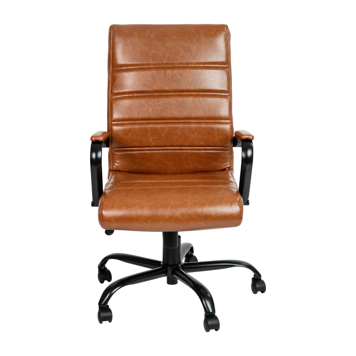 Whitney High Back Brown LeatherSoft Executive Swivel Office Chair with Black Frame and Arms Brown LeatherSoft/Black Frame