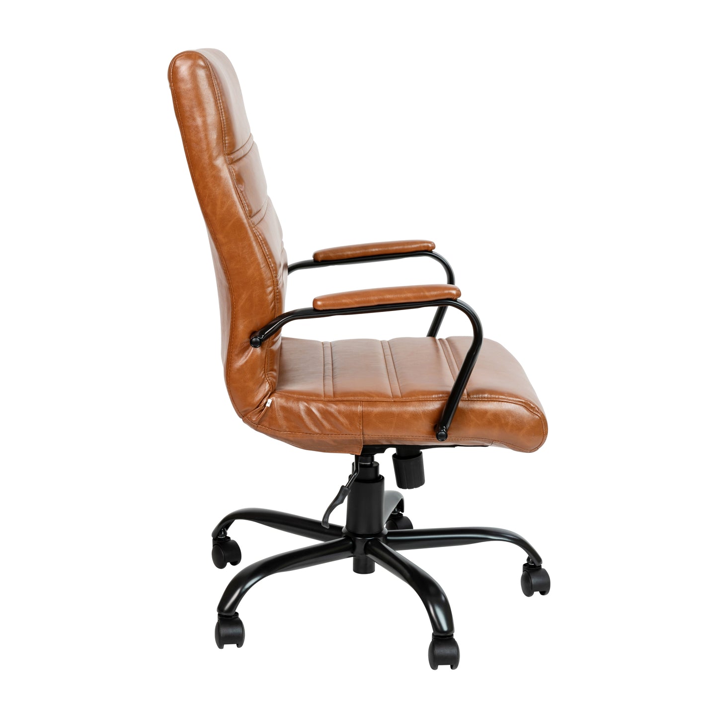 Whitney High Back Brown LeatherSoft Executive Swivel Office Chair with Black Frame and Arms Brown LeatherSoft/Black Frame