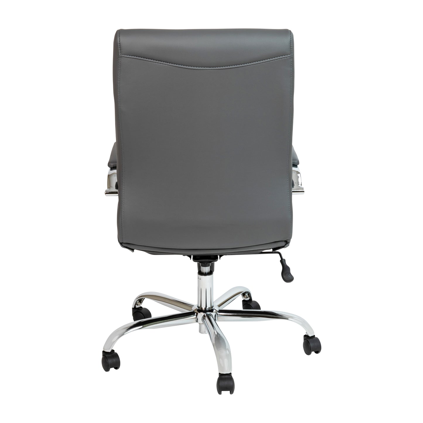 Whitney High Back Gray LeatherSoft Executive Swivel Office Chair with Chrome Frame and Arms Gray LeatherSoft/Chrome Frame