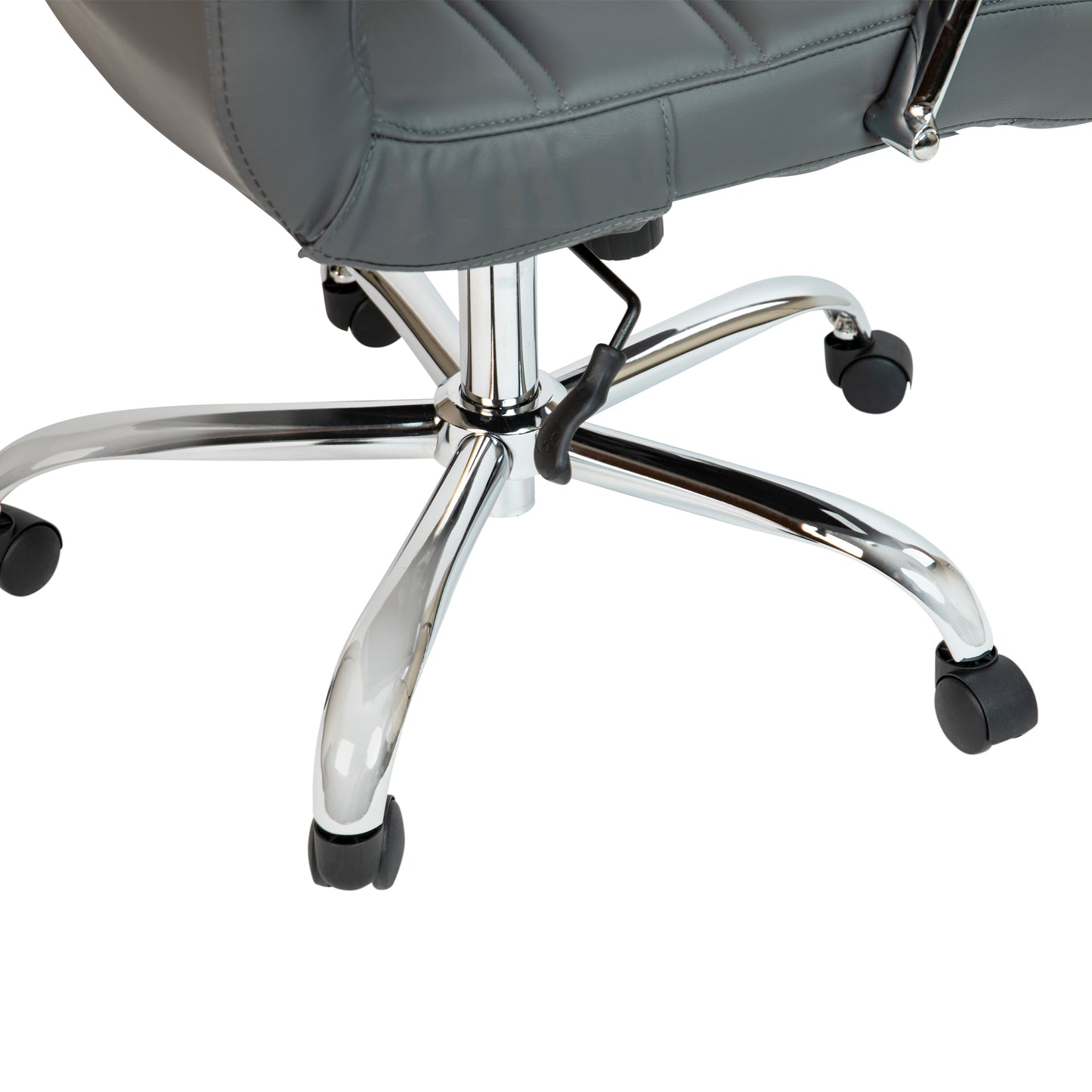 Whitney High Back Gray LeatherSoft Executive Swivel Office Chair with Chrome Frame and Arms Gray LeatherSoft/Chrome Frame