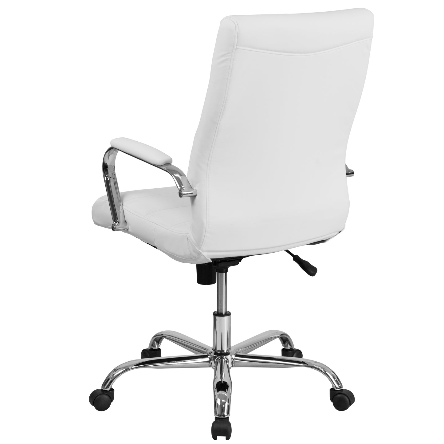 Whitney High Back White LeatherSoft Executive Swivel Office Chair with Chrome Frame and Arms White LeatherSoft/Chrome Frame