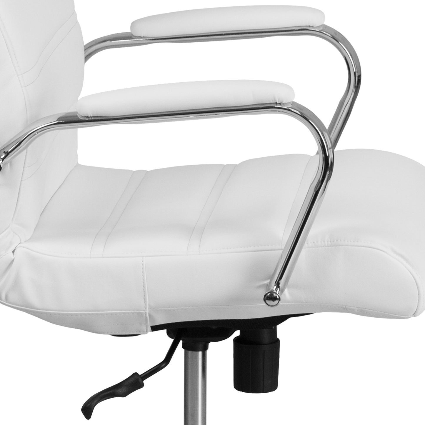Whitney High Back White LeatherSoft Executive Swivel Office Chair with Chrome Frame and Arms White LeatherSoft/Chrome Frame