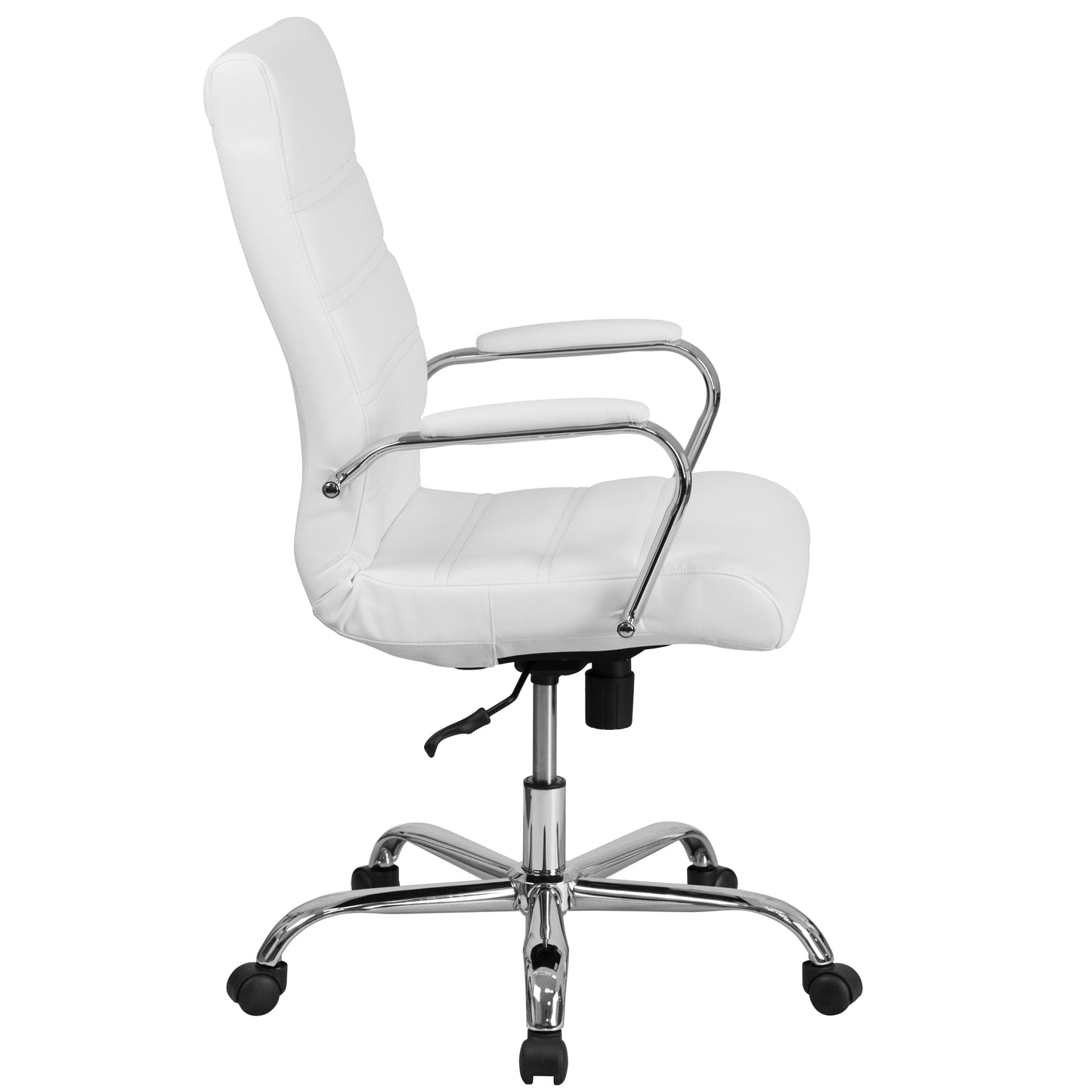 Whitney High Back White LeatherSoft Executive Swivel Office Chair with Chrome Frame and Arms White LeatherSoft/Chrome Frame