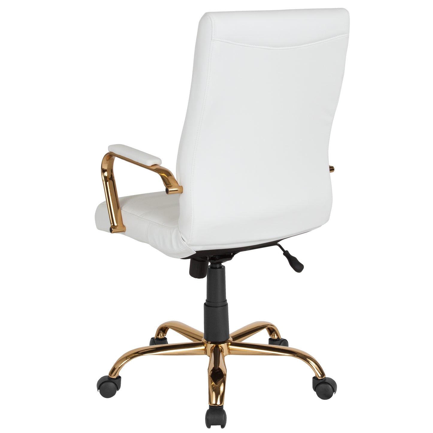 Whitney High Back White LeatherSoft Executive Swivel Office Chair with Gold Frame and Arms White LeatherSoft/Gold Frame