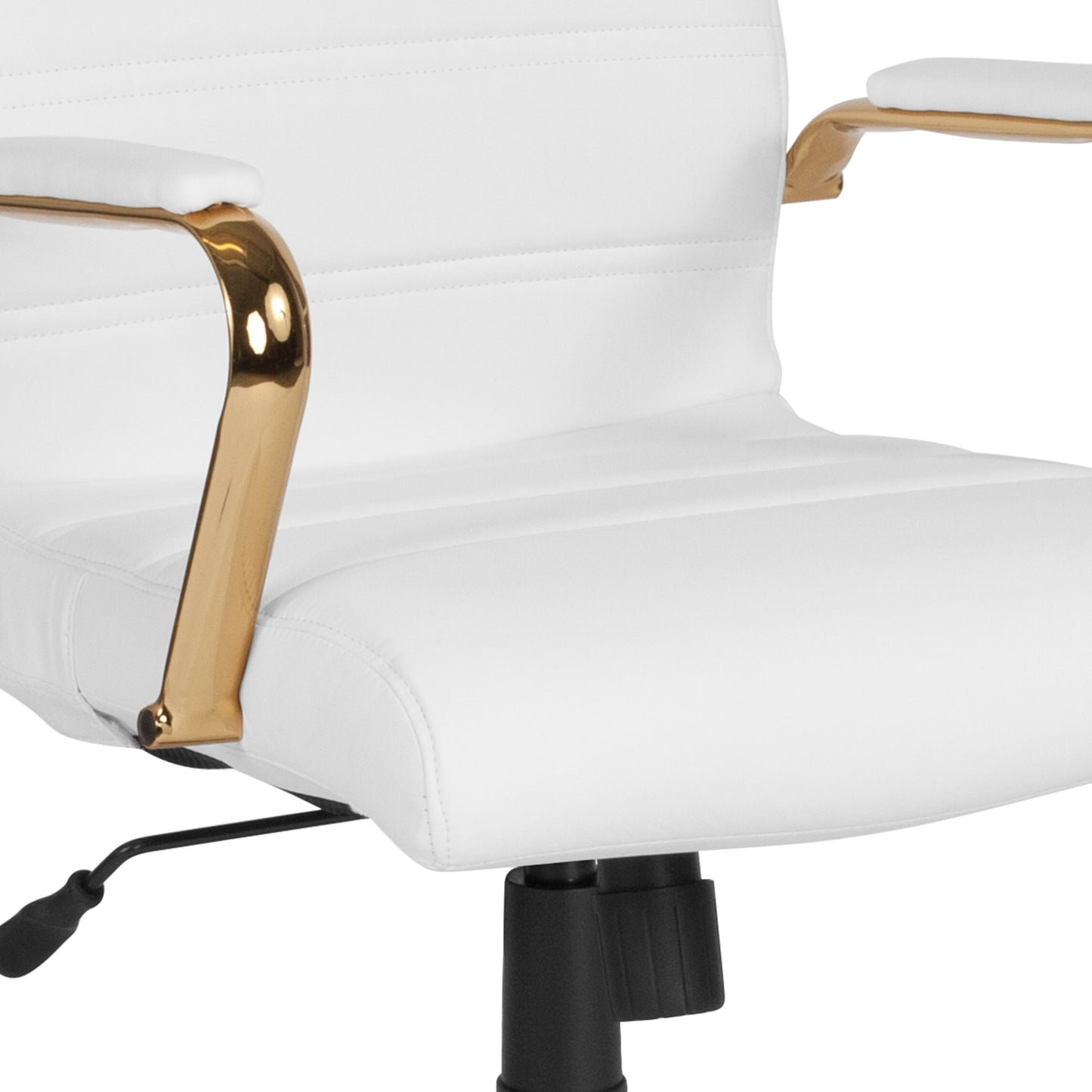 Whitney High Back White LeatherSoft Executive Swivel Office Chair with Gold Frame and Arms White LeatherSoft/Gold Frame