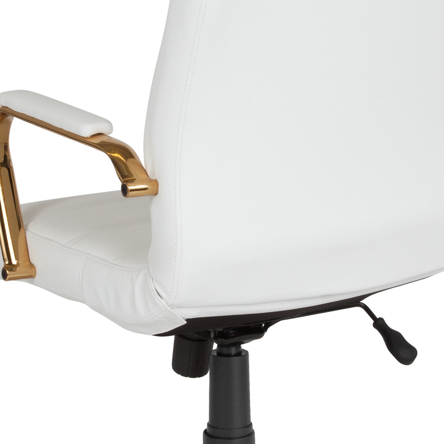 Whitney High Back White LeatherSoft Executive Swivel Office Chair with Gold Frame and Arms White LeatherSoft/Gold Frame