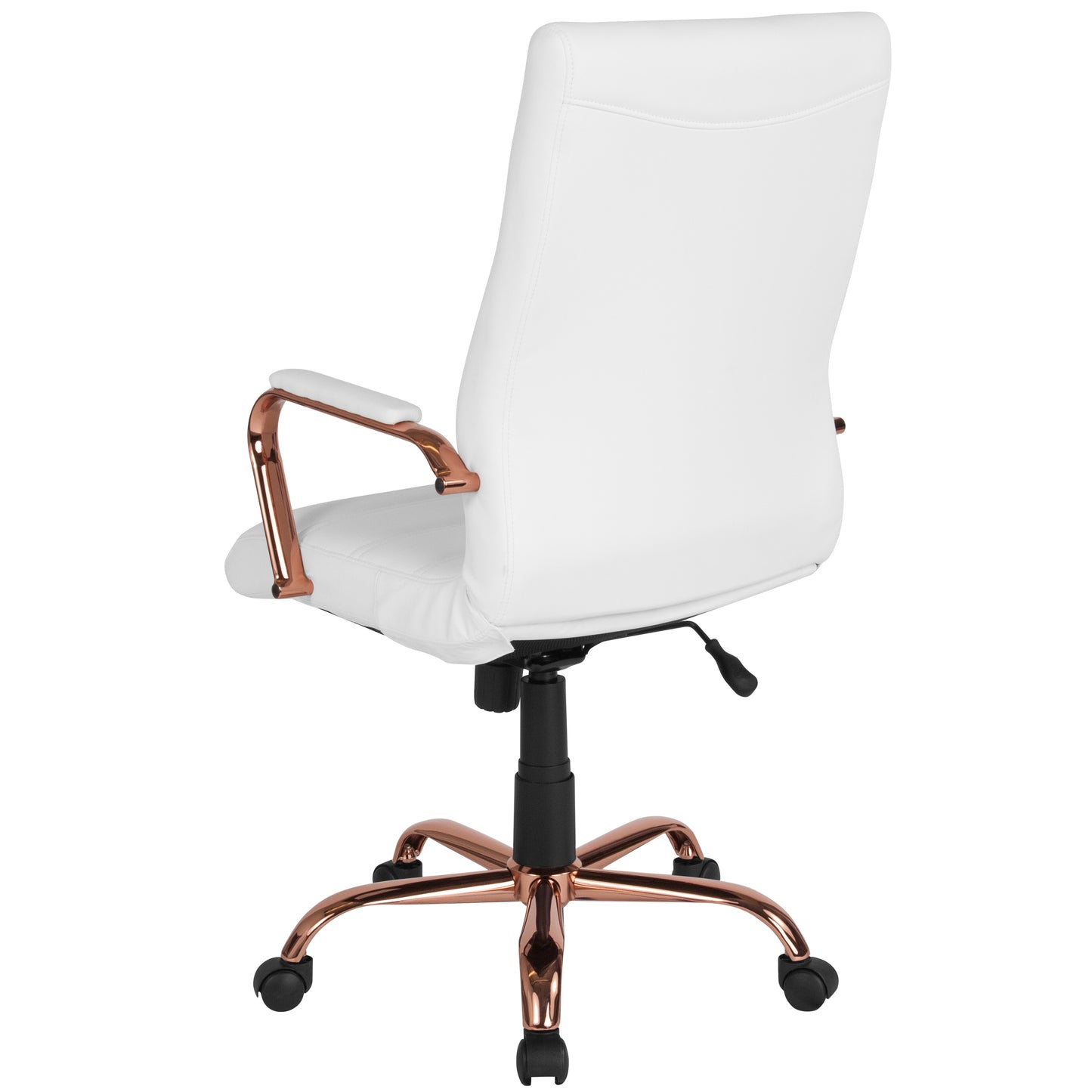 Whitney High Back White LeatherSoft Executive Swivel Office Chair with Rose Gold Frame and Arms White LeatherSoft/Rose Gold Frame