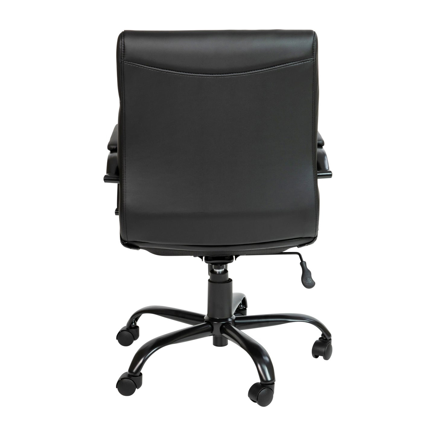 Whitney Mid-Back Black LeatherSoft Executive Swivel Office Chair with Black Frame and Arms Black LeatherSoft/Black Frame