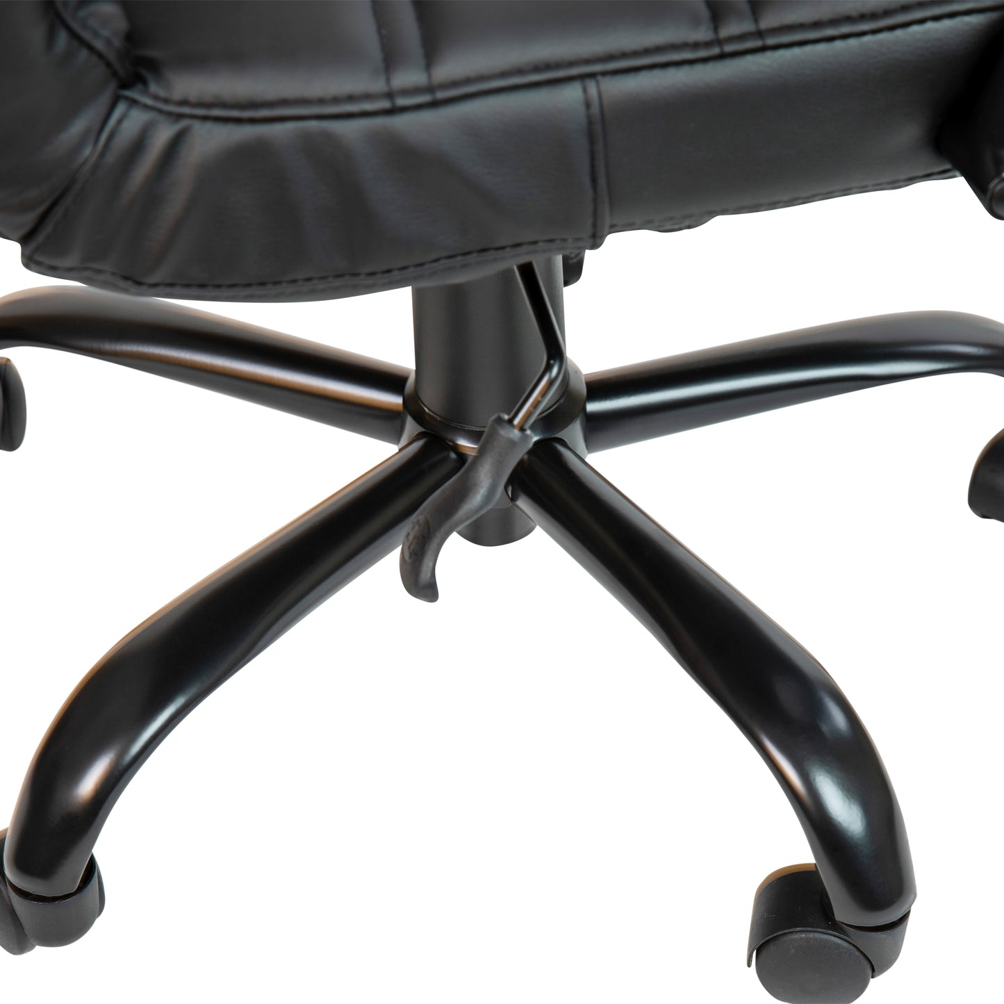 Whitney Mid-Back Black LeatherSoft Executive Swivel Office Chair with Black Frame and Arms Black LeatherSoft/Black Frame
