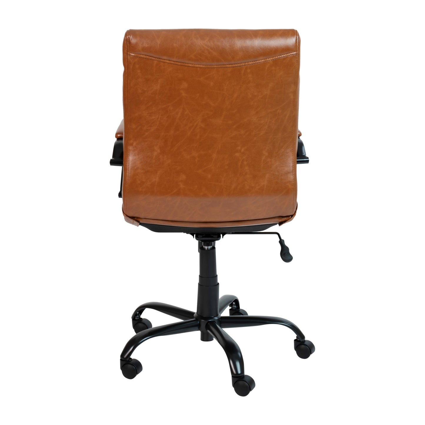 Whitney Mid-Back Brown LeatherSoft Executive Swivel Office Chair with Black Frame and Arms Brown LeatherSoft/Black Frame