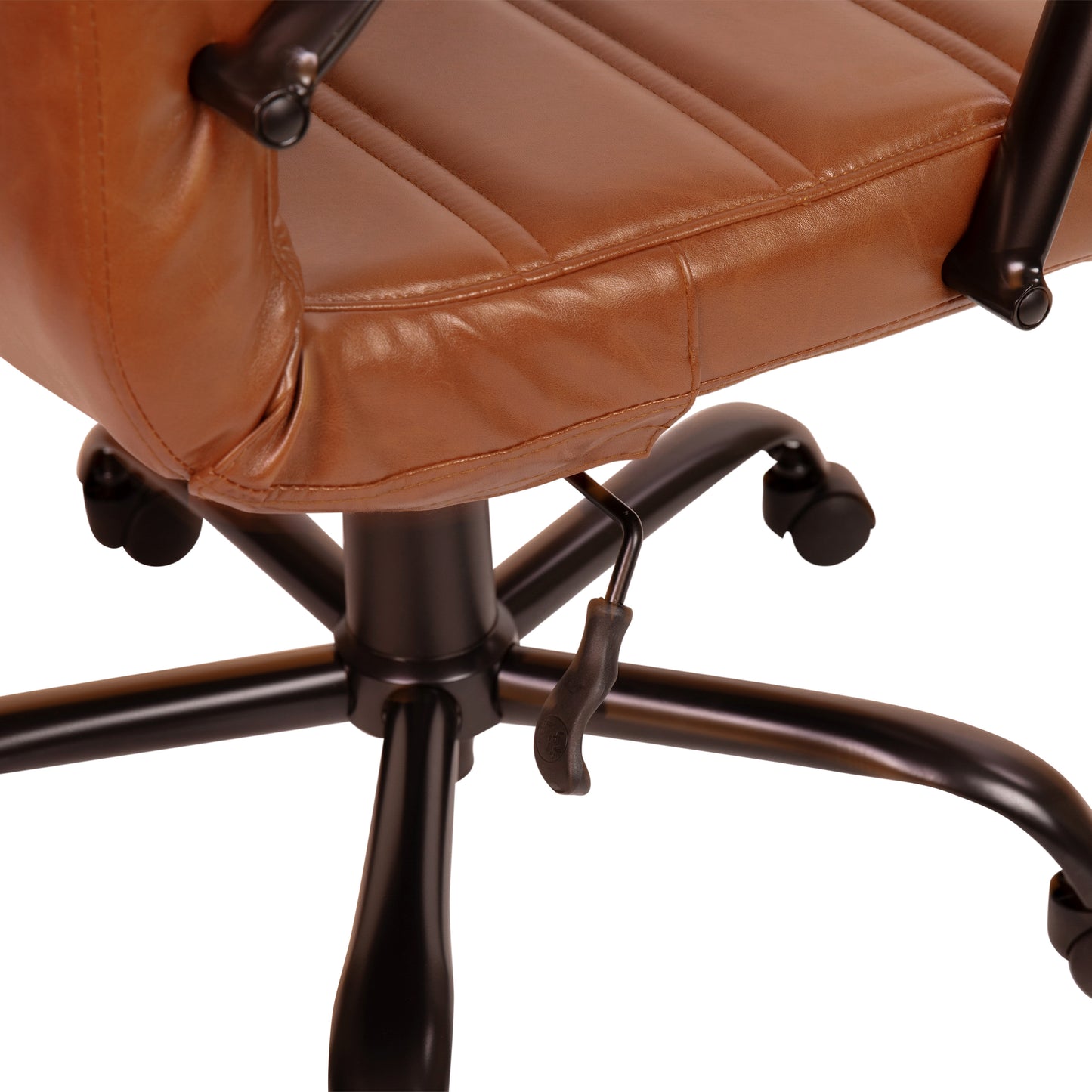 Whitney Mid-Back Brown LeatherSoft Executive Swivel Office Chair with Black Frame and Arms Brown LeatherSoft/Black Frame