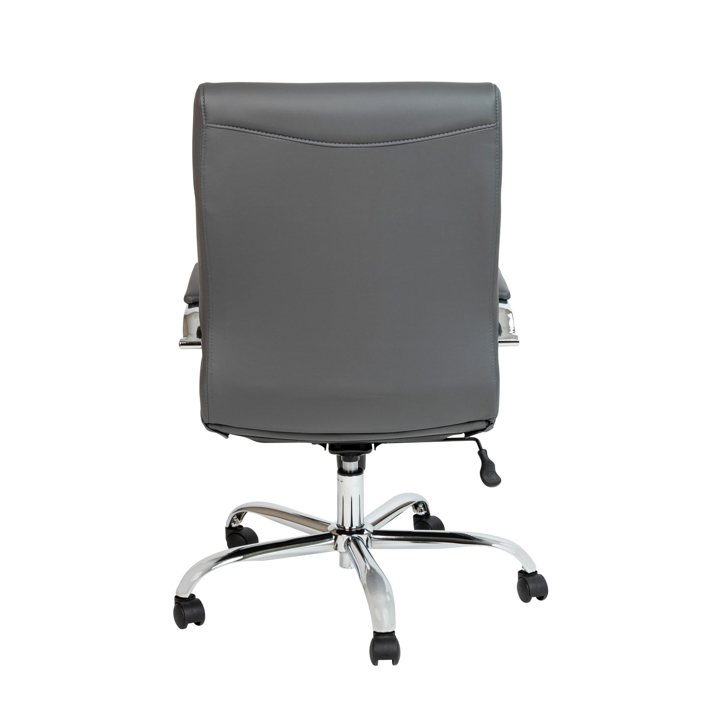 Whitney Mid-Back Gray LeatherSoft Executive Swivel Office Chair with Chrome Frame and Arms Gray LeatherSoft/Chrome Frame