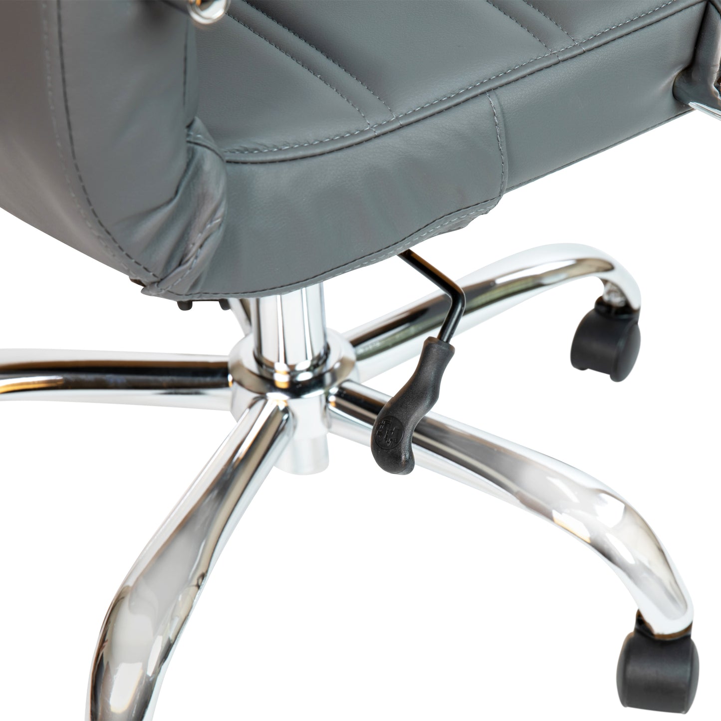 Whitney Mid-Back Gray LeatherSoft Executive Swivel Office Chair with Chrome Frame and Arms Gray LeatherSoft/Chrome Frame
