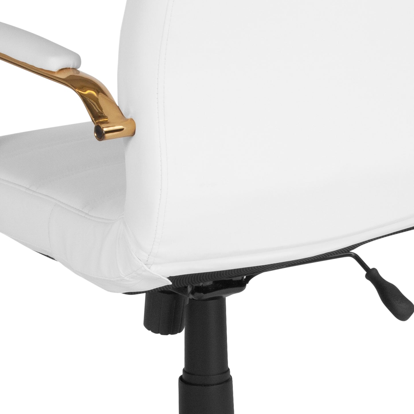 Whitney Mid-Back White LeatherSoft Executive Swivel Office Chair with Gold Frame and Arms White LeatherSoft/Gold Frame