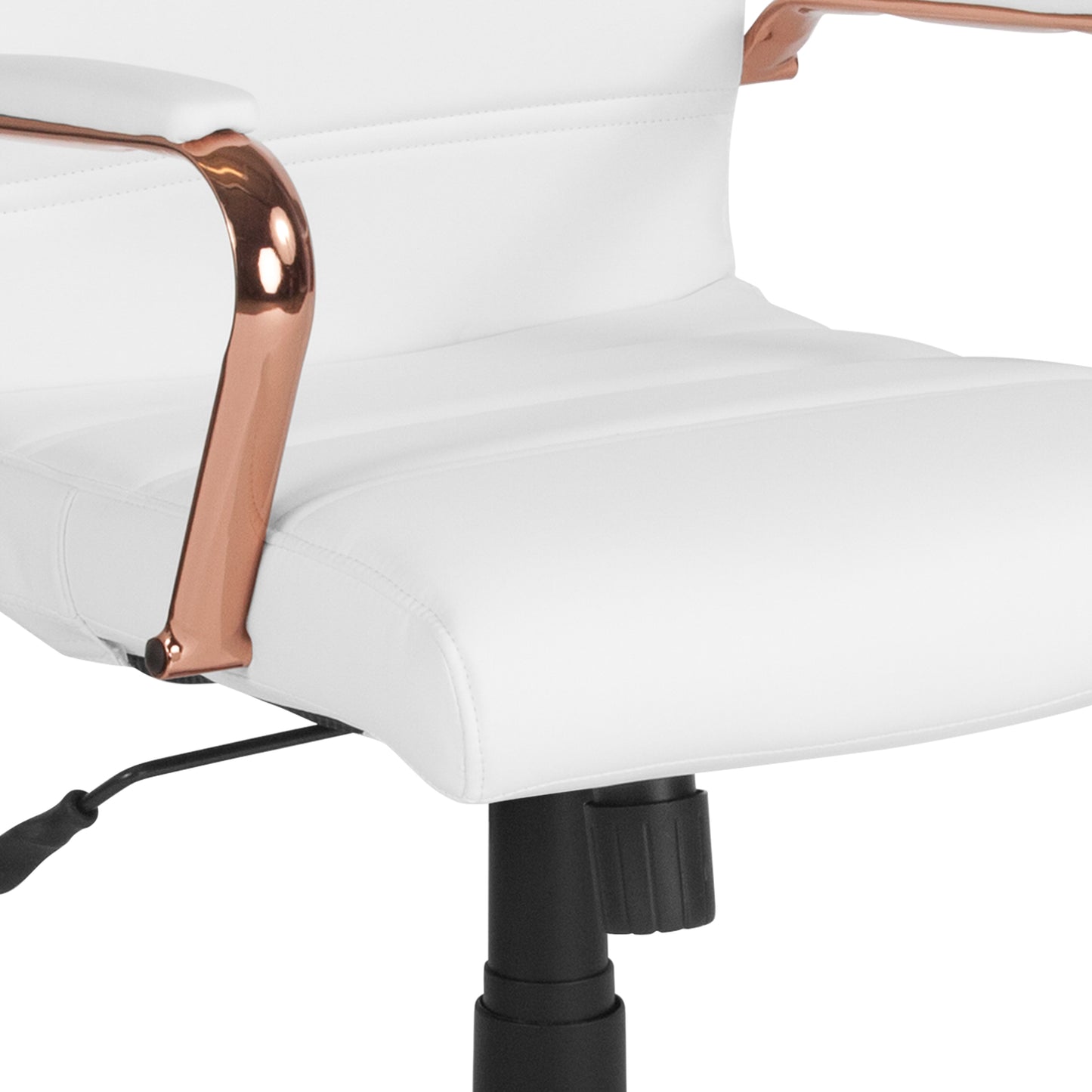 Whitney Mid-Back White LeatherSoft Executive Swivel Office Chair with Rose Gold Frame and Arms White LeatherSoft/Rose Gold Frame GO-2286M-WH-RSGLD-GG