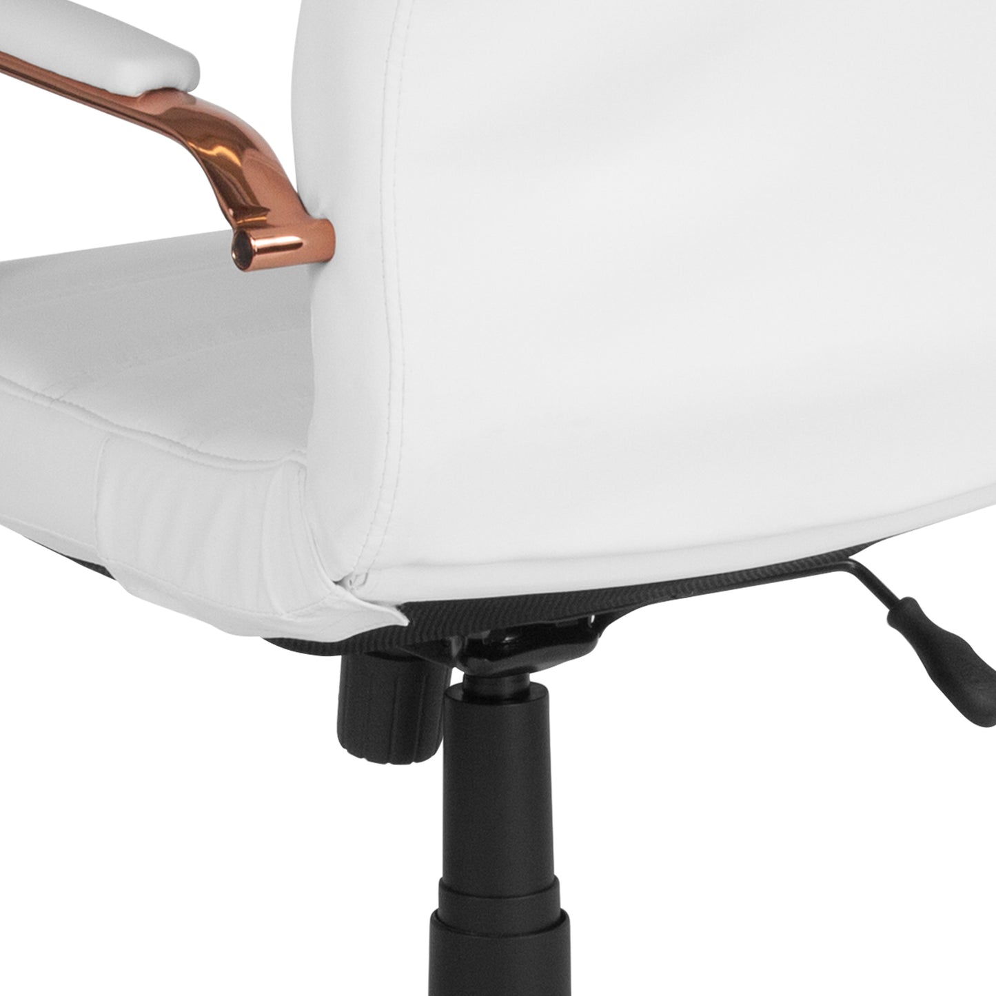 Whitney Mid-Back White LeatherSoft Executive Swivel Office Chair with Rose Gold Frame and Arms White LeatherSoft/Rose Gold Frame GO-2286M-WH-RSGLD-GG