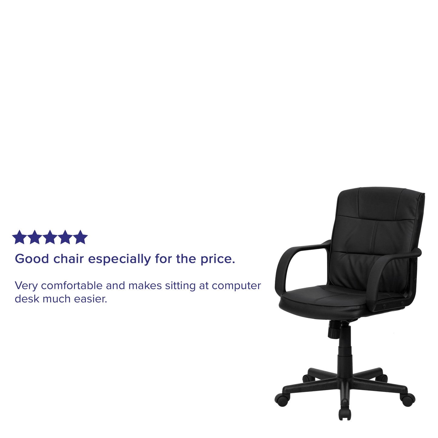 Rider Mid-Back Black LeatherSoft Swivel Task Office Chair with Arms Black