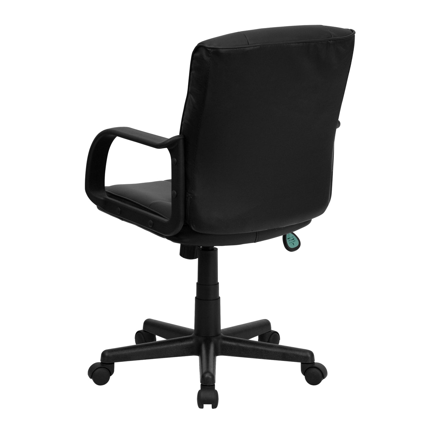 Rider Mid-Back Black LeatherSoft Swivel Task Office Chair with Arms Black