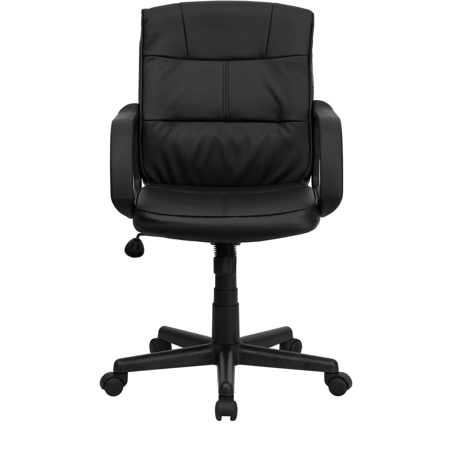 Rider Mid-Back Black LeatherSoft Swivel Task Office Chair with Arms Black
