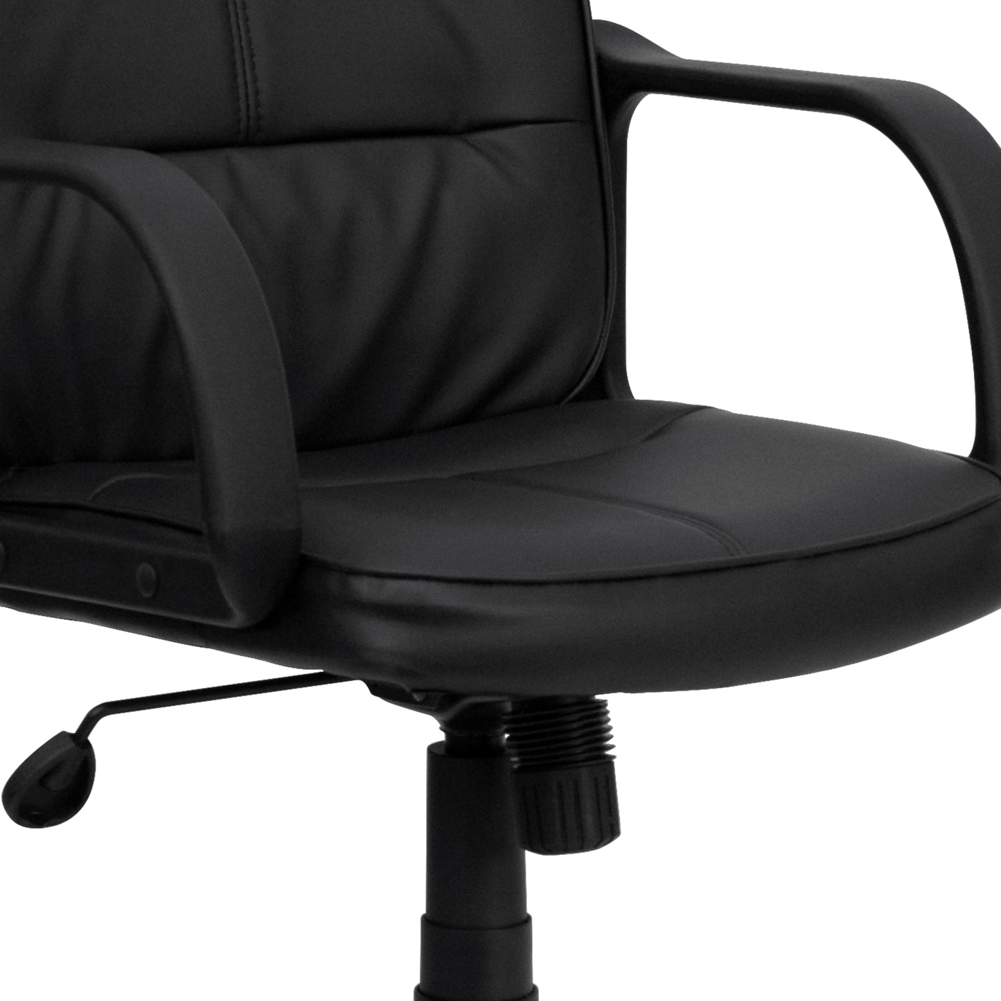 Rider Mid-Back Black LeatherSoft Swivel Task Office Chair with Arms Black
