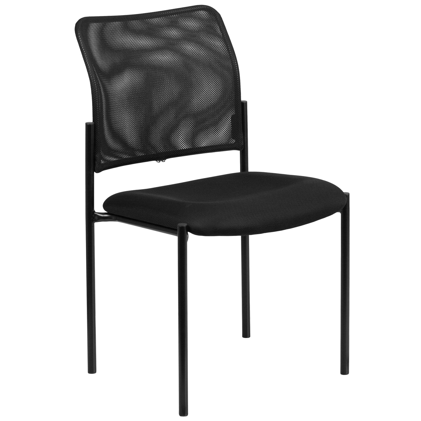 Jana Comfort Black Mesh Stackable Steel Side Chair Black