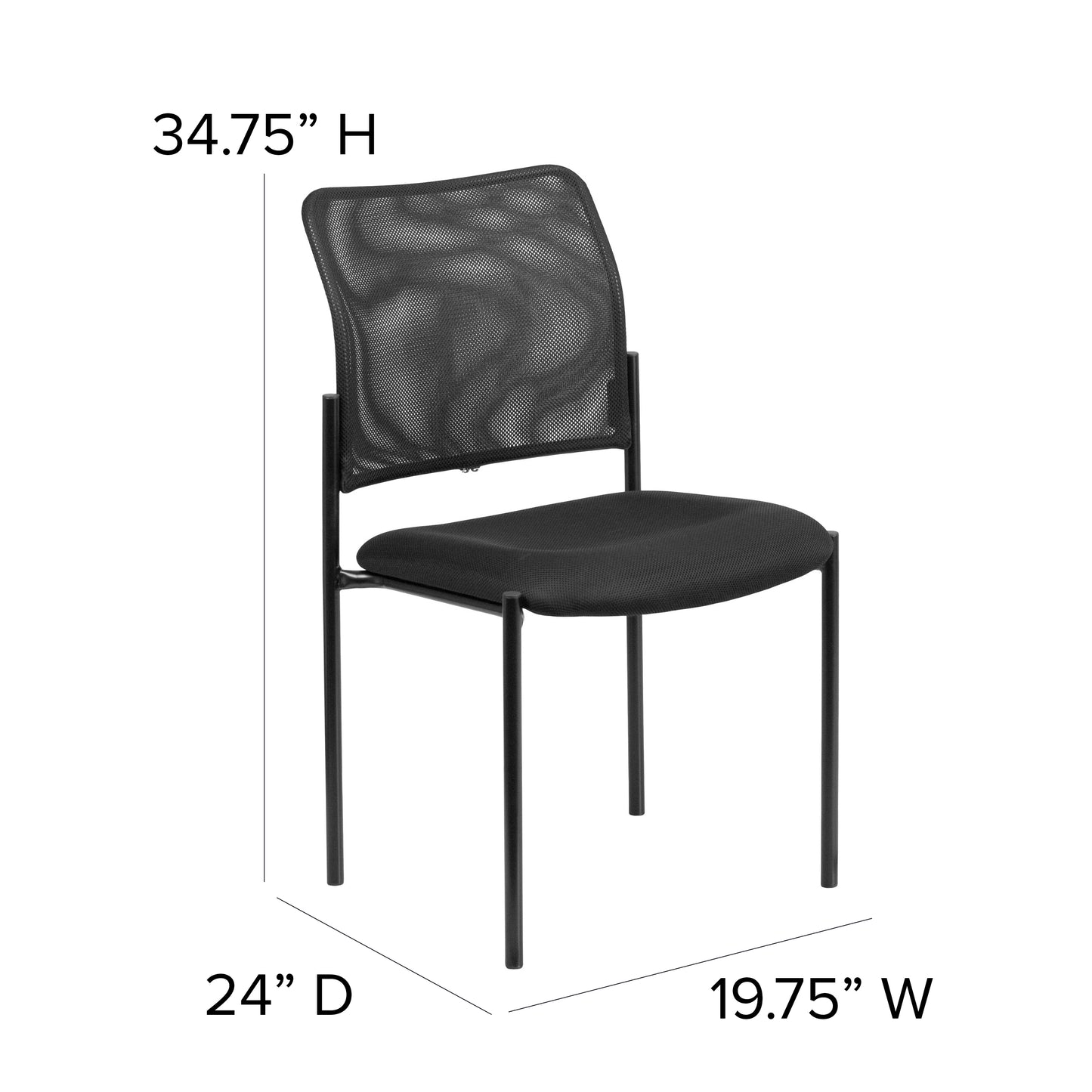 Jana Comfort Black Mesh Stackable Steel Side Chair Black