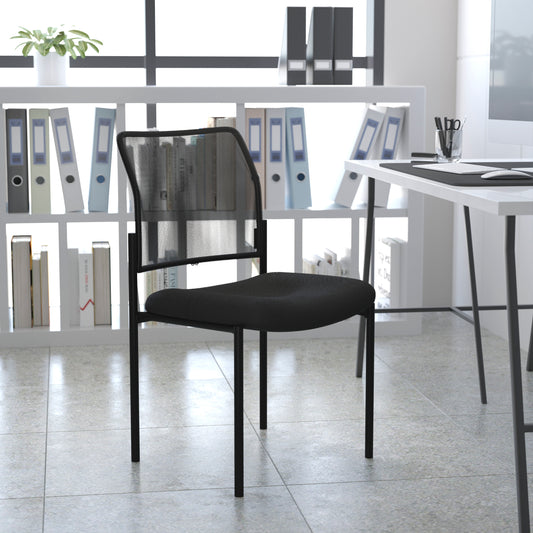 Jana Comfort Black Mesh Stackable Steel Side Chair Black