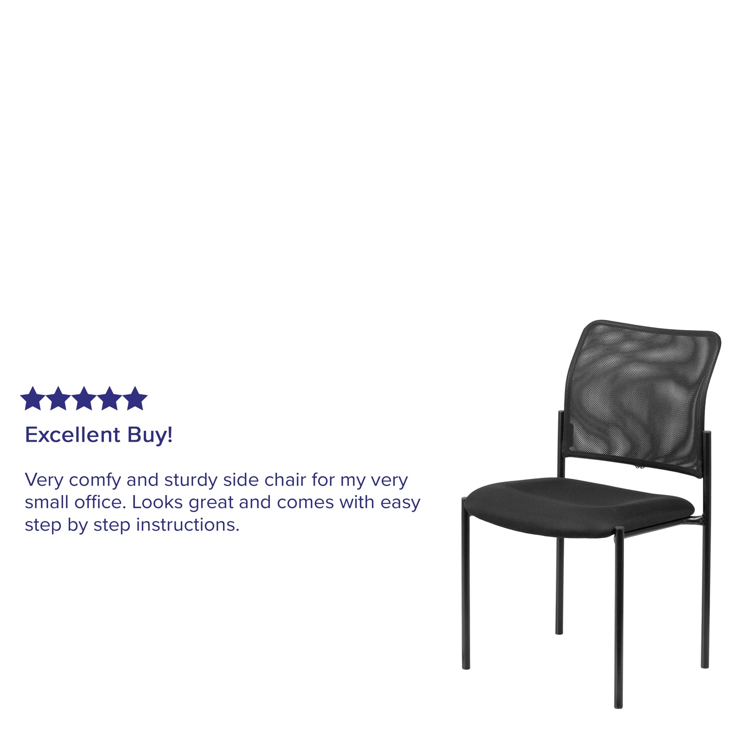 Jana Comfort Black Mesh Stackable Steel Side Chair Black
