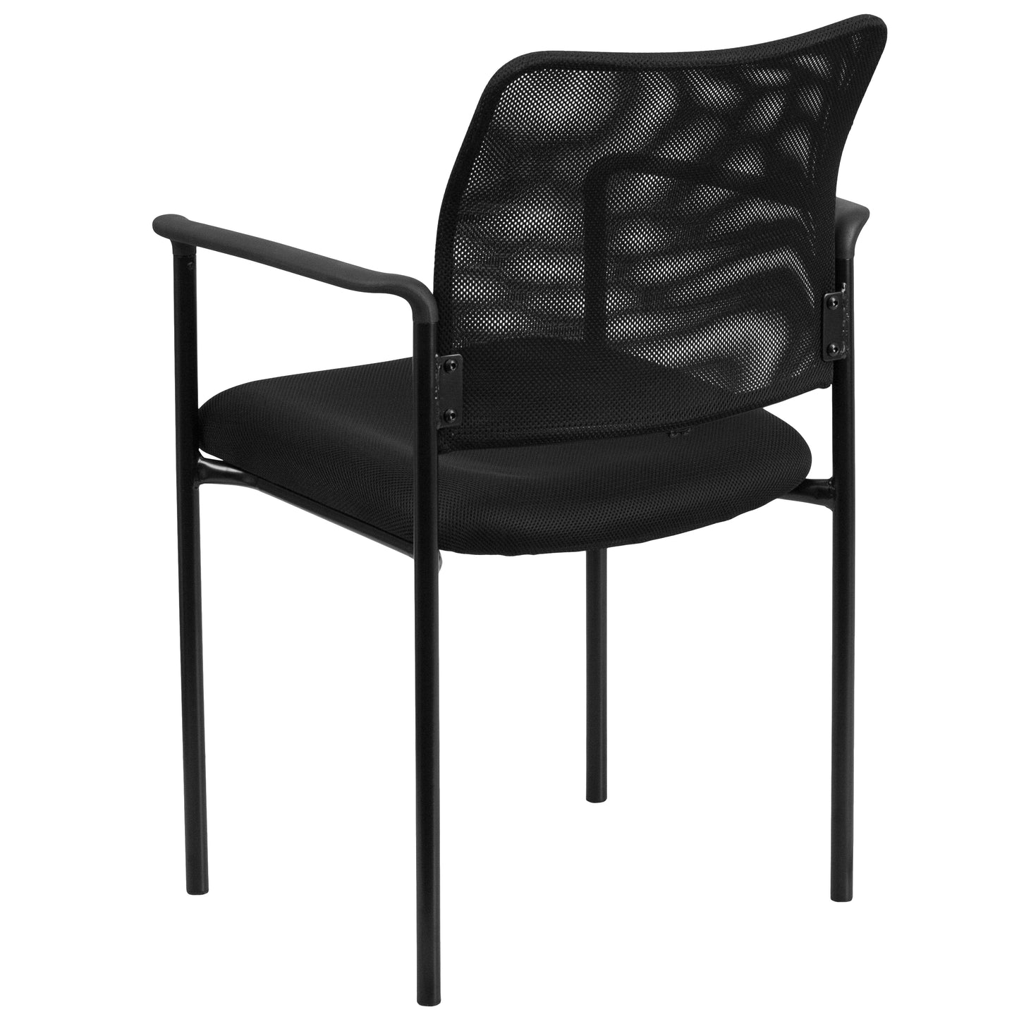 Jana Comfort Black Mesh Stackable Steel Side Chair with Arms Black