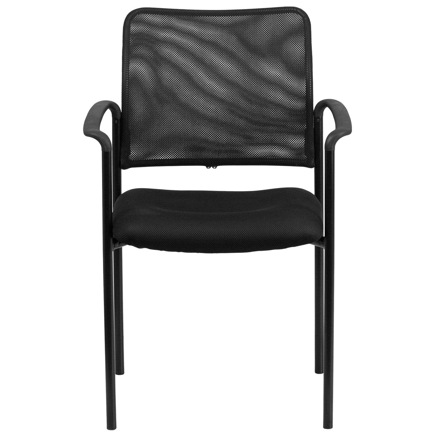 Jana Comfort Black Mesh Stackable Steel Side Chair with Arms Black