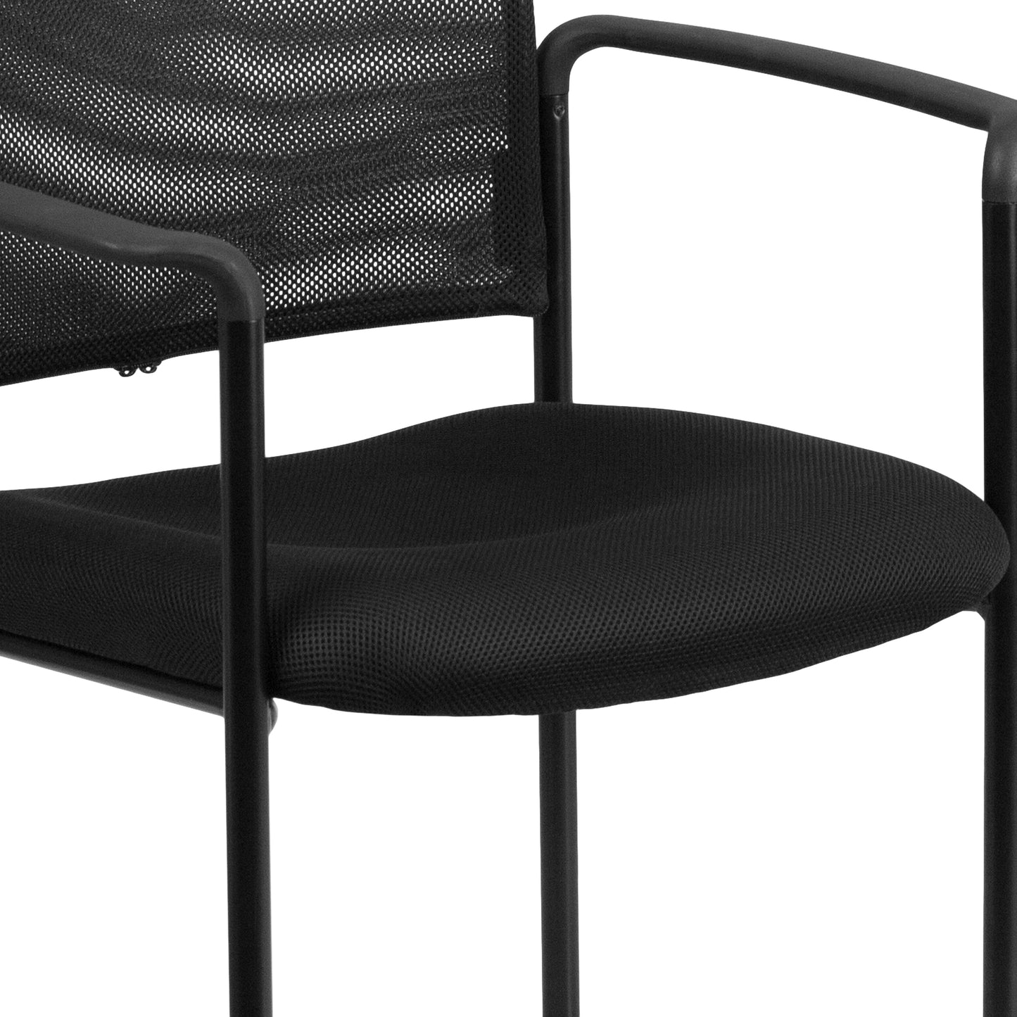 Jana Comfort Black Mesh Stackable Steel Side Chair with Arms Black