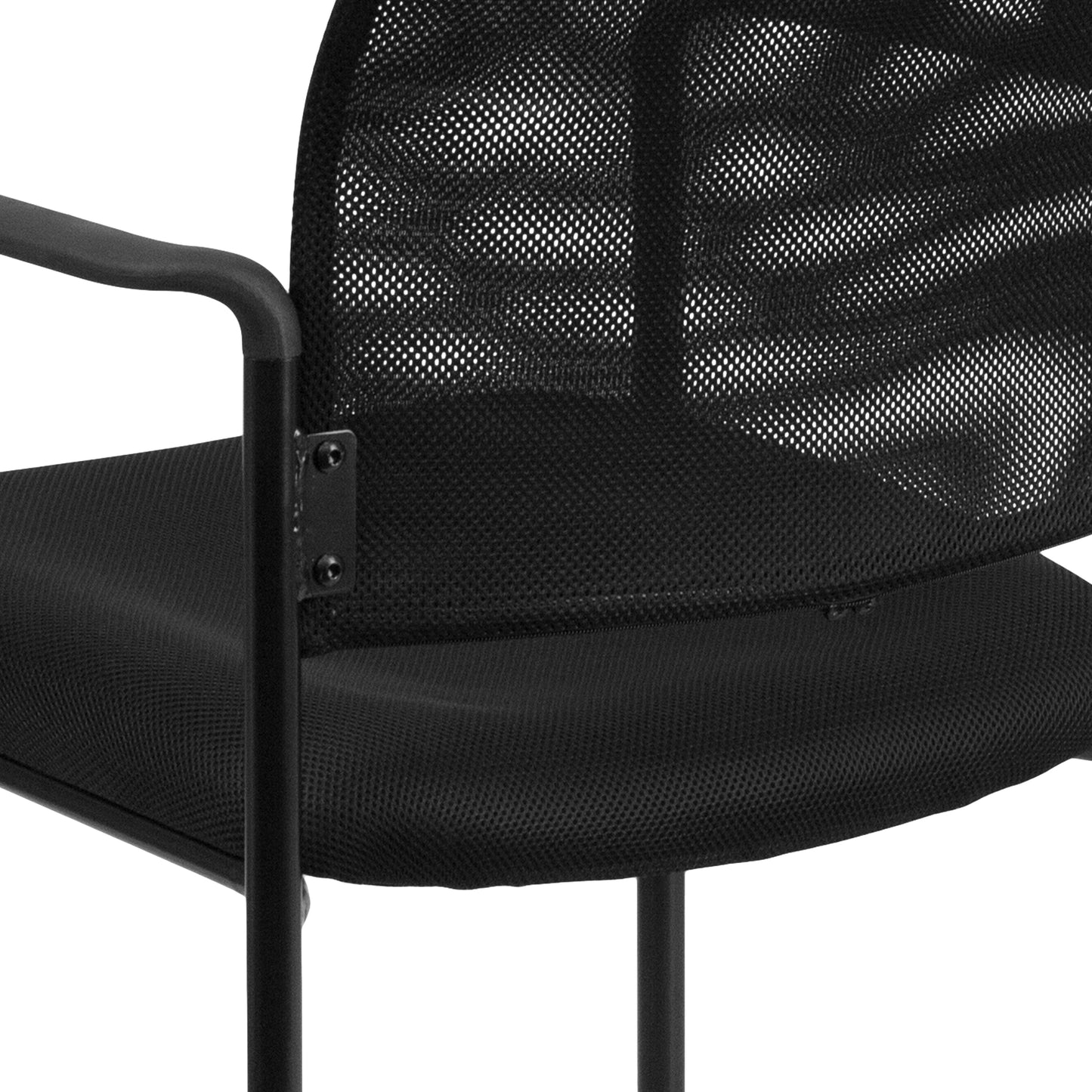 Jana Comfort Black Mesh Stackable Steel Side Chair with Arms Black