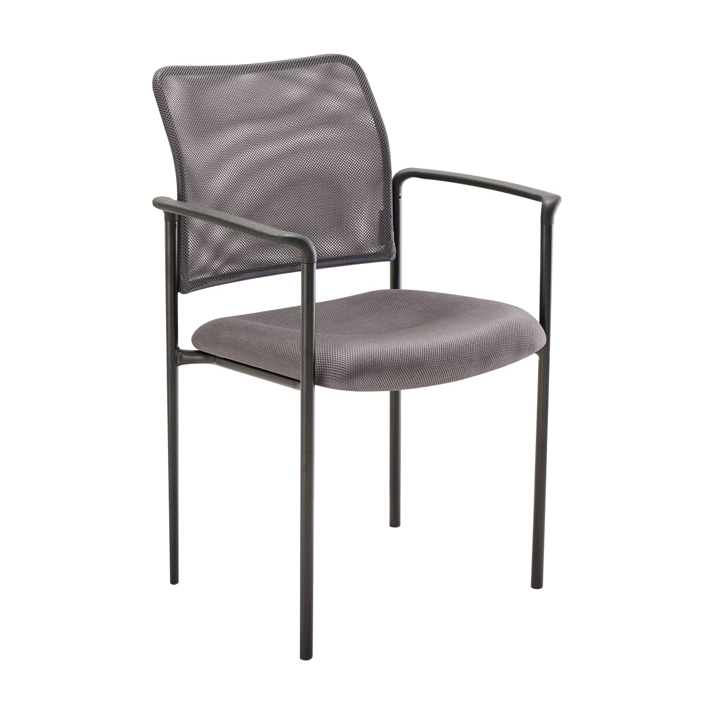 Jana Comfort Gray Mesh Stackable Steel Side Chair with Arms Gray