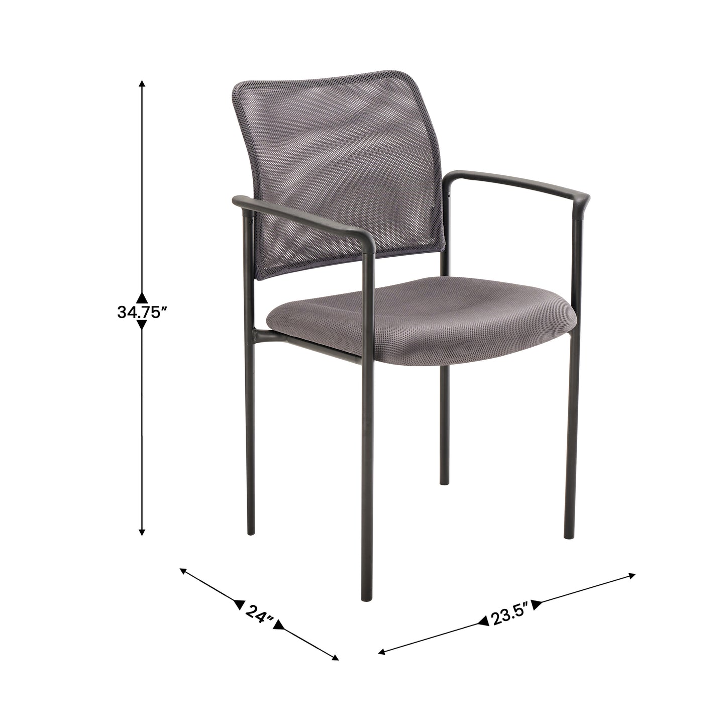Jana Comfort Gray Mesh Stackable Steel Side Chair with Arms Gray