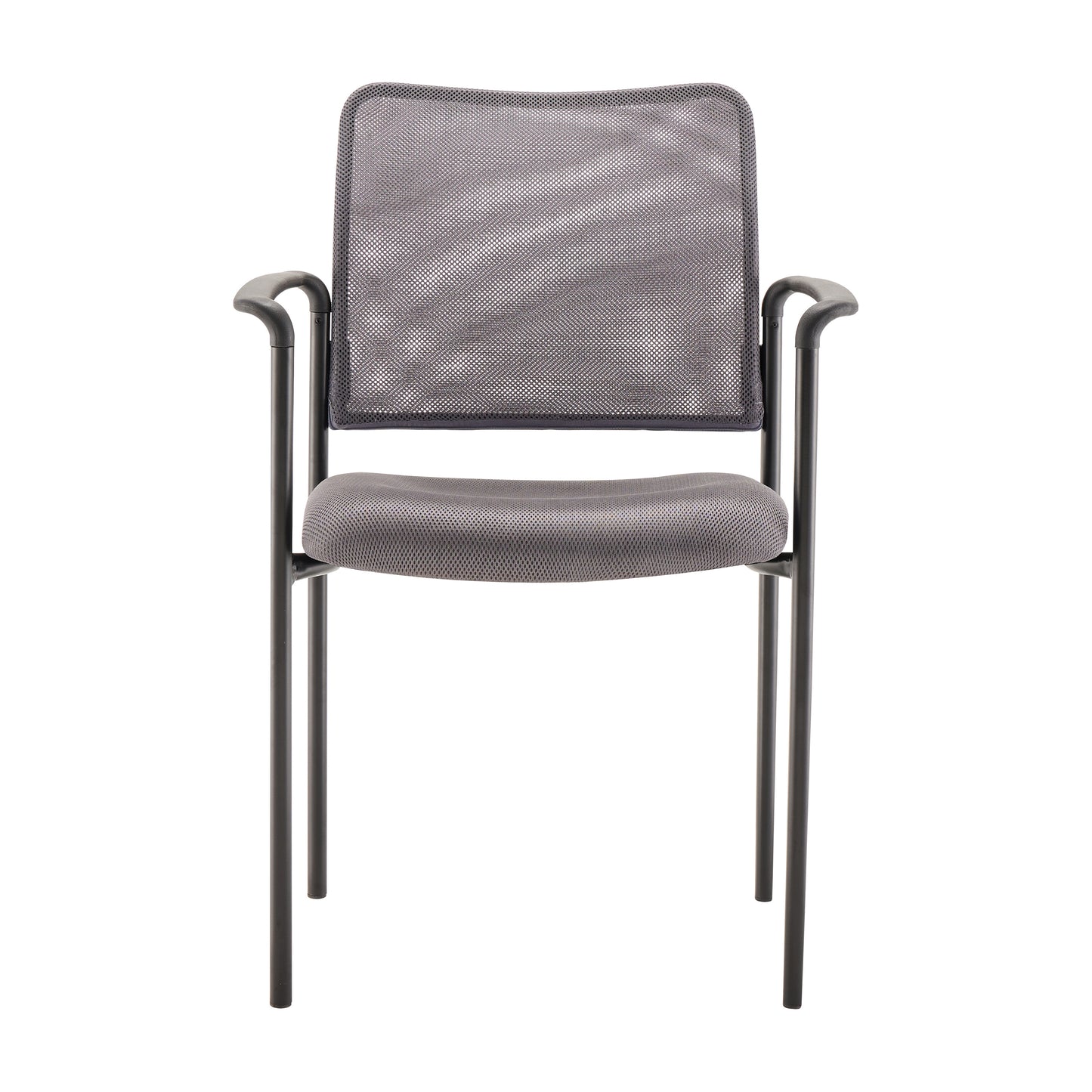 Jana Comfort Gray Mesh Stackable Steel Side Chair with Arms Gray