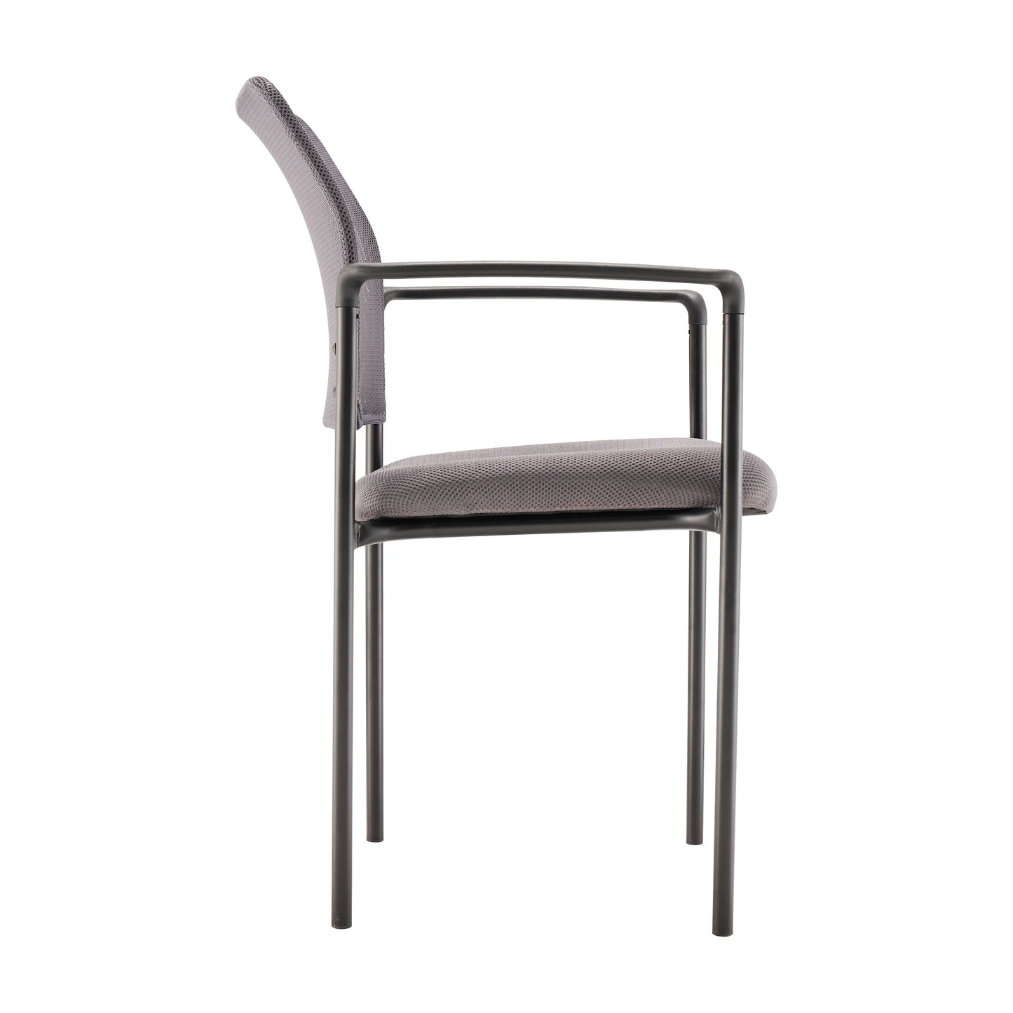 Jana Comfort Gray Mesh Stackable Steel Side Chair with Arms Gray