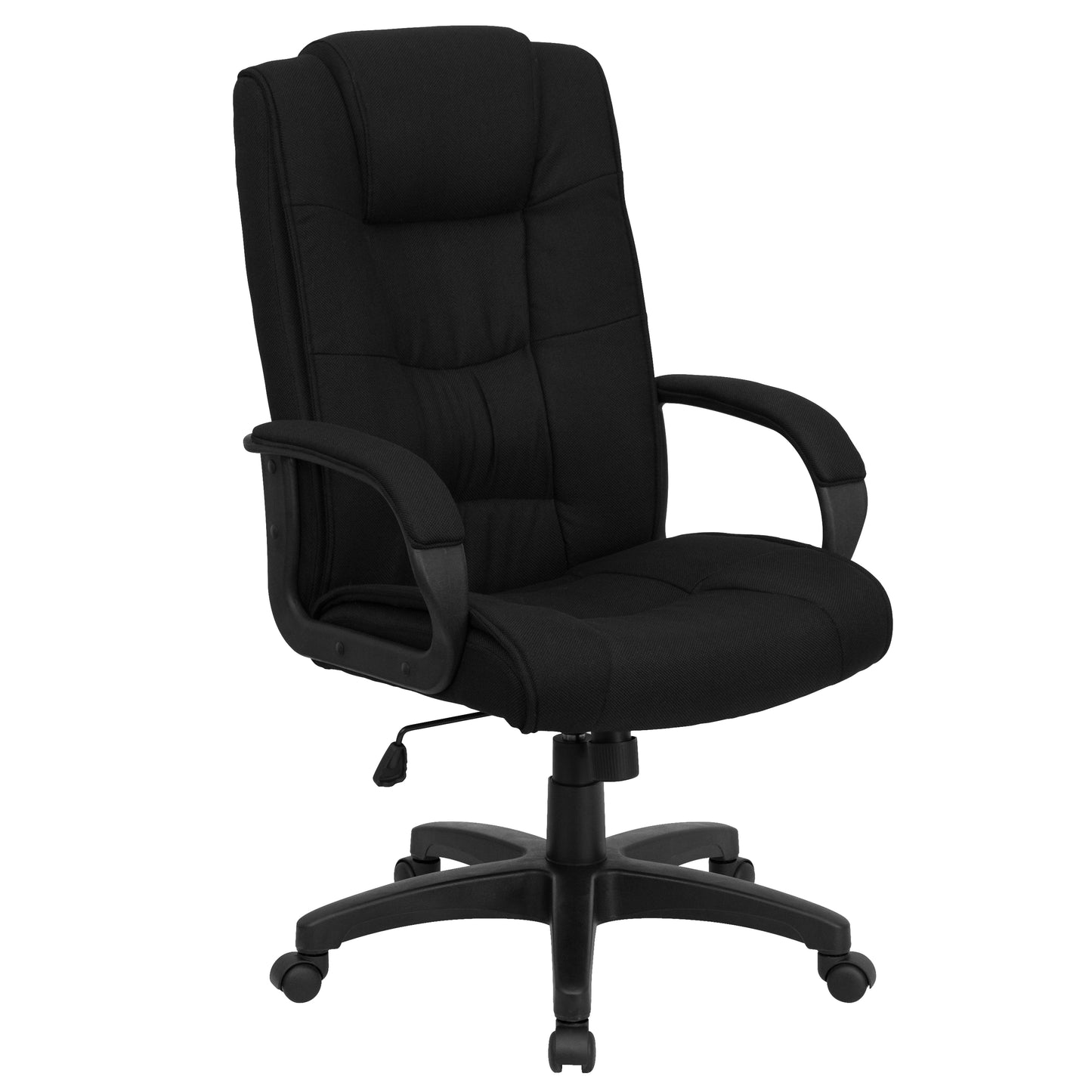 Jessica High Back Black Fabric Executive Swivel Office Chair with Arms Black Fabric