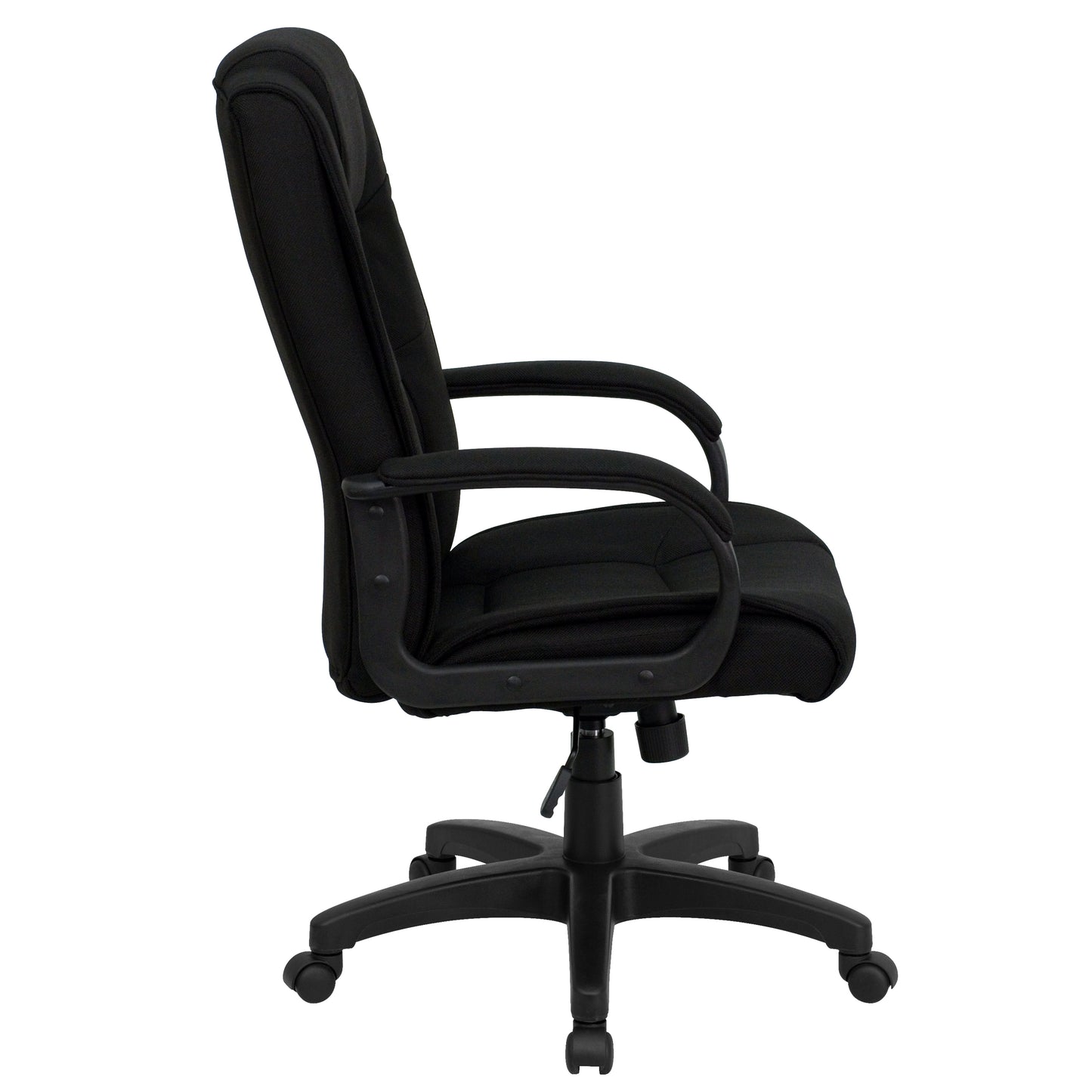 Jessica High Back Black Fabric Executive Swivel Office Chair with Arms Black Fabric