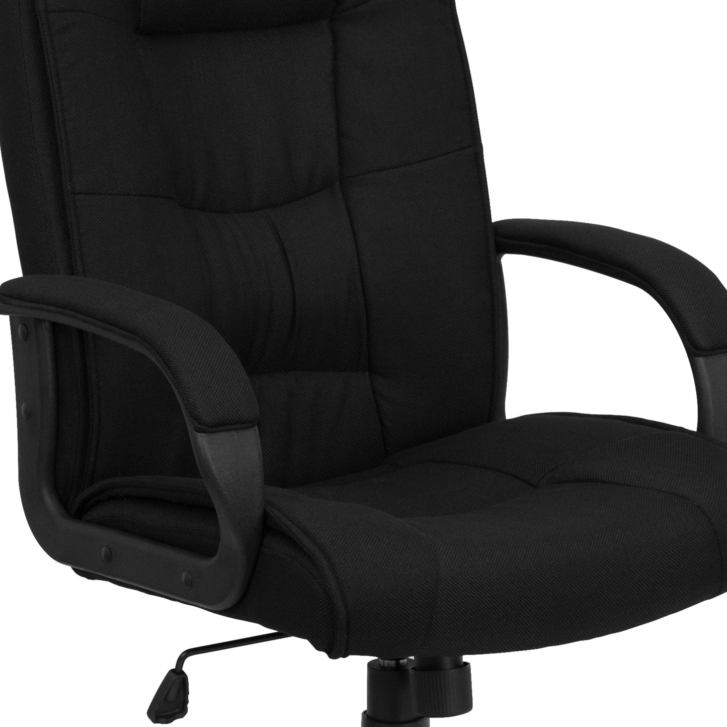 Jessica High Back Black Fabric Executive Swivel Office Chair with Arms Black Fabric
