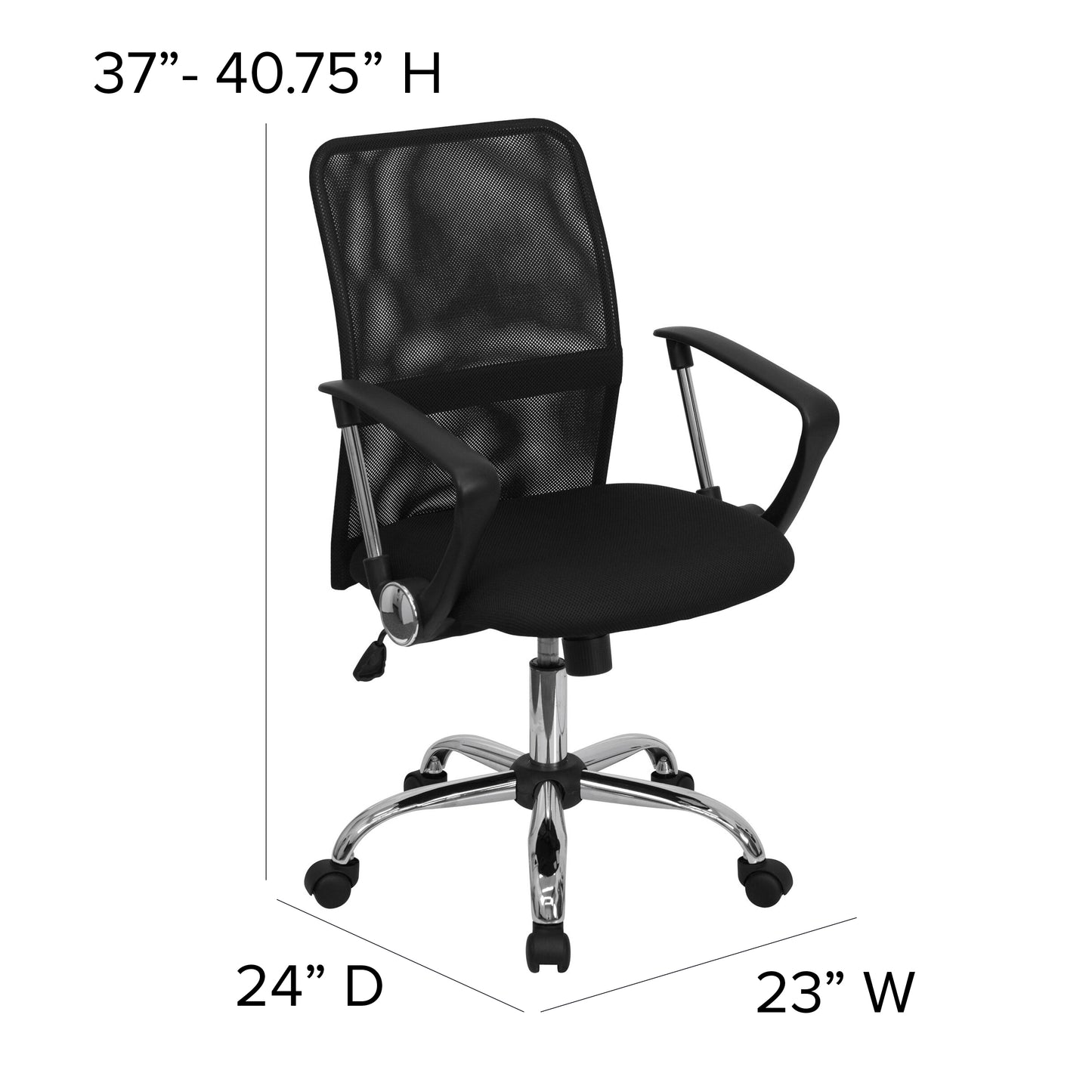 Jenkins Mid-Back Black Mesh Swivel Task Office Chair with Lumbar Support Band and Arms Black