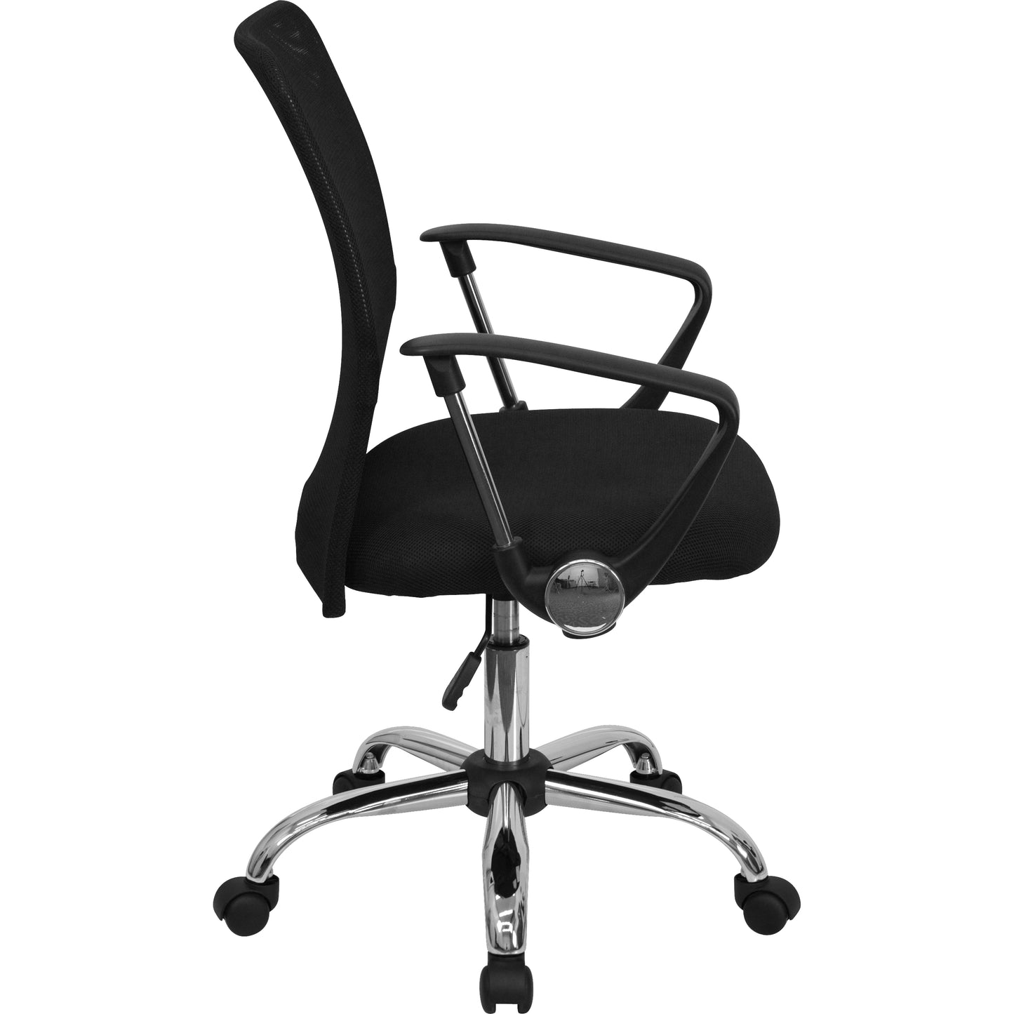 Jenkins Mid-Back Black Mesh Swivel Task Office Chair with Lumbar Support Band and Arms Black