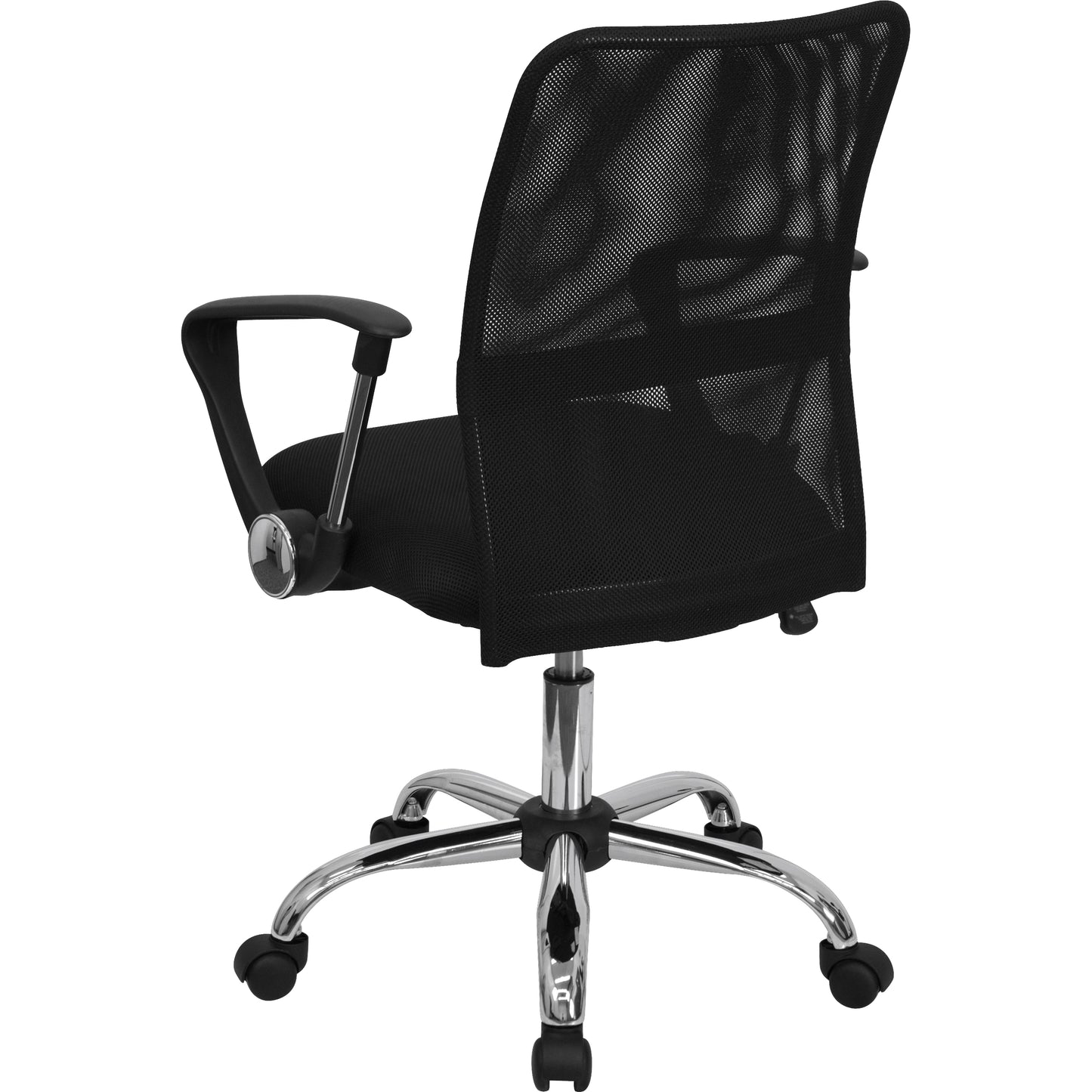 Jenkins Mid-Back Black Mesh Swivel Task Office Chair with Lumbar Support Band and Arms Black