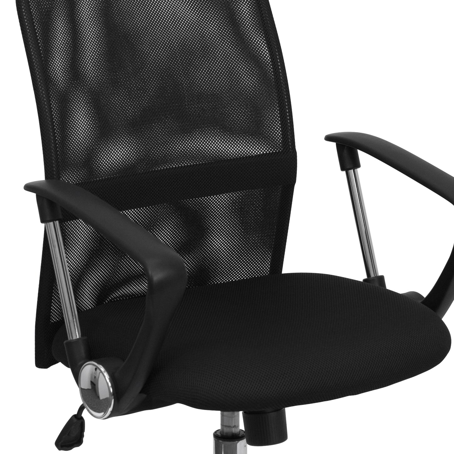 Jenkins Mid-Back Black Mesh Swivel Task Office Chair with Lumbar Support Band and Arms Black