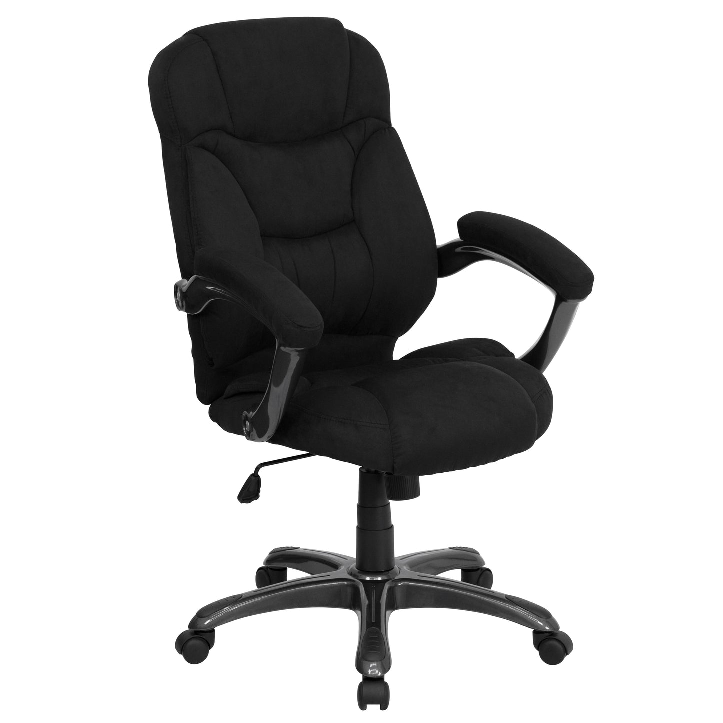 Jessie High Back Black Microfiber Contemporary Executive Swivel Ergonomic Office Chair with Arms Black Microfiber