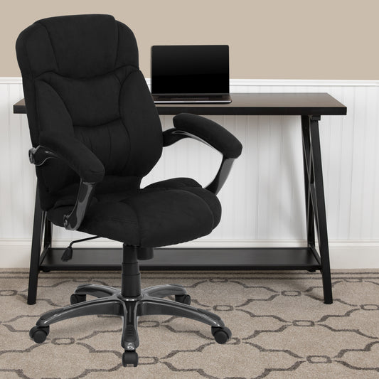 Jessie High Back Black Microfiber Contemporary Executive Swivel Ergonomic Office Chair with Arms Black Microfiber GO-725-BK-GG