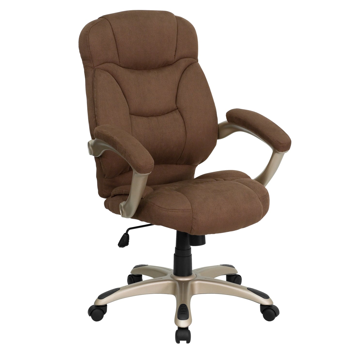 Jessie High Back Brown Microfiber Contemporary Executive Swivel Ergonomic Office Chair with Arms Brown Microfiber