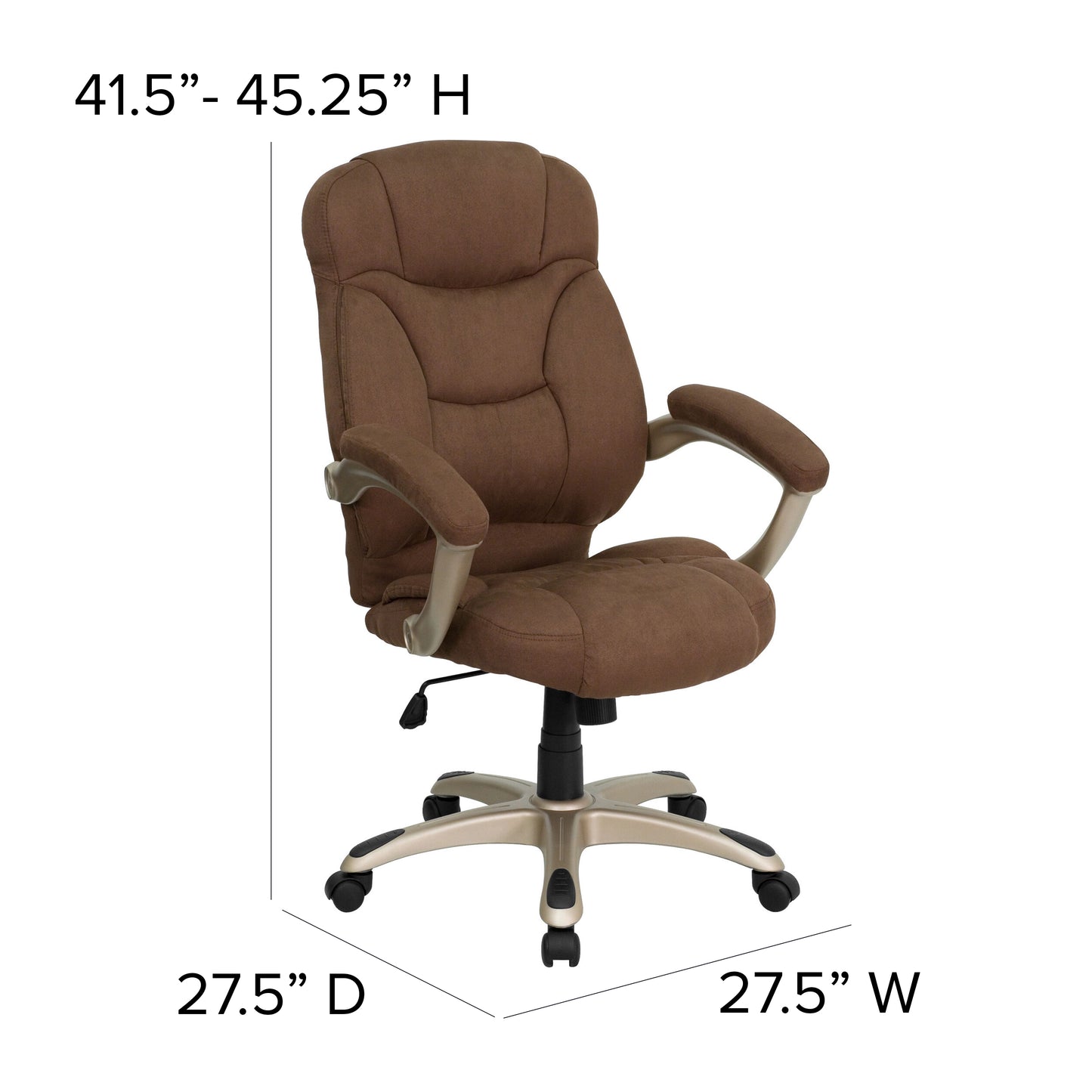 Jessie High Back Brown Microfiber Contemporary Executive Swivel Ergonomic Office Chair with Arms Brown Microfiber