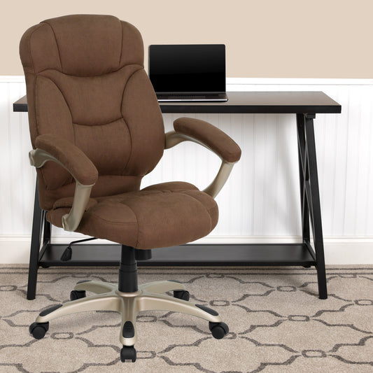 Jessie High Back Brown Microfiber Contemporary Executive Swivel Ergonomic Office Chair with Arms Brown Microfiber GO-725-BN-GG