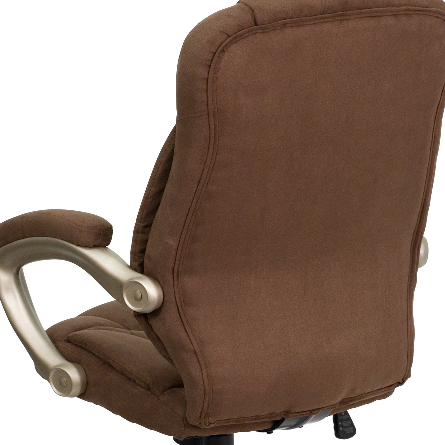 Jessie High Back Brown Microfiber Contemporary Executive Swivel Ergonomic Office Chair with Arms Brown Microfiber