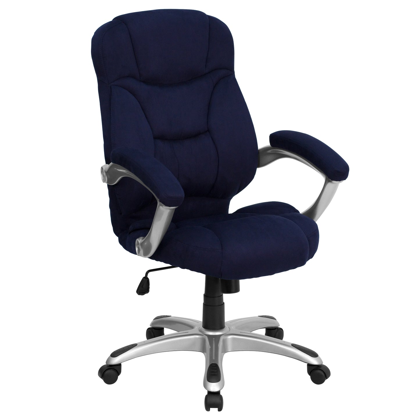 Jessie High Back Navy Blue Microfiber Contemporary Executive Swivel Ergonomic Office Chair with Arms Navy Blue Microfiber